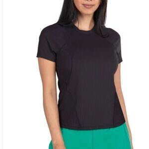 Spyder Ribbed Active Black Short Sleeve Top